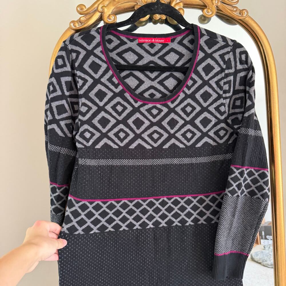Krimson Klover Long Sleeve Geometric Sweater Dress - Picture 4 of 9